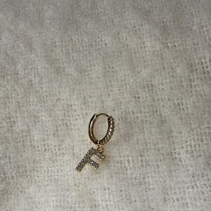 Gold Initial F Hoop Earring